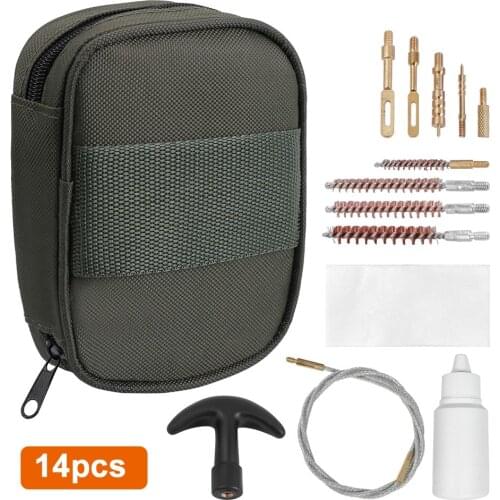 14pcs/Set Tactical Gun Cleaning Kit Set Portable Barrel Cleaning Bruch for .177/.223/.30/.270 Caliber Rifle Pistol Cleaning Tool
