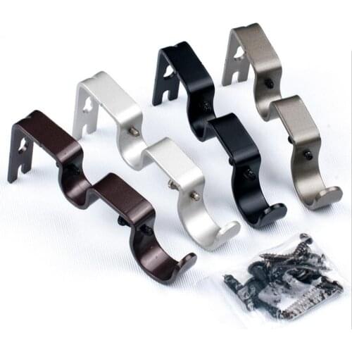 Set of 3 Adjustable Metal Drapery Double Curtain Rod Bracket Holder for 1 and 5/8inch Rod,Sturdy Steel