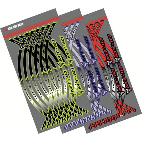 12 Strips Motorcycle Wheel Sticker Reflective Rim Stripe outer Rim Accessory Stickers For YAMAHA MT10 MT-10