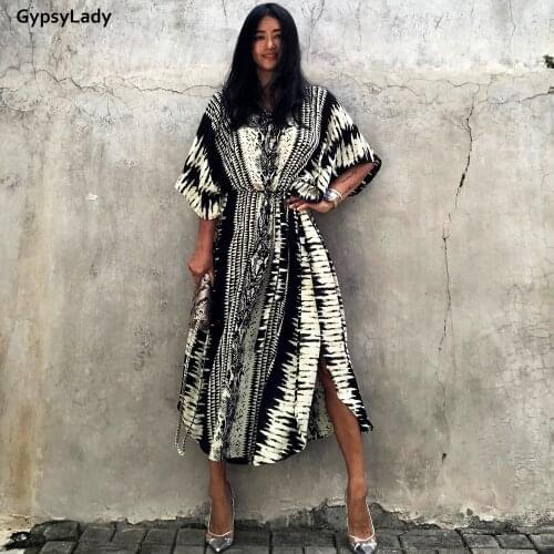 GypsyLady Python Print Maxi Dress Oversize Loose Boho Beach Holiday Dresses Tie Up Short Sleeve Tassels Sexy Ladies Dress New