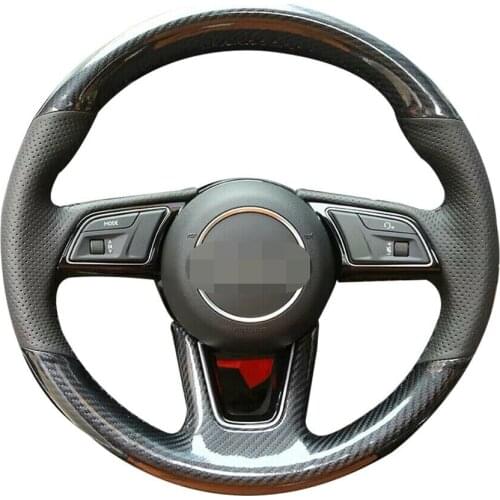 Fit For Audi A5 Carbon Fiber&Hole Leather Steering Wheel Hand Sewing Wrap Cover