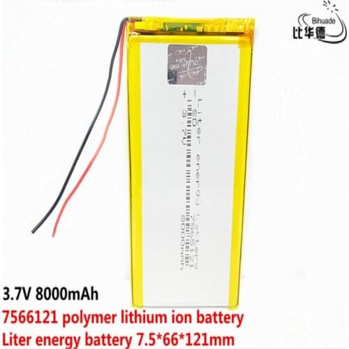 3.7V 8000mAh polymer lithium battery with protective panel charging battery power 7566121 For Tablet PDA MID GPS Electric Toys