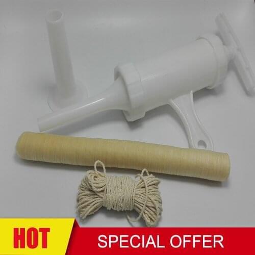 Manual Sausage Meat Fillers Machine +BBQ Dry Collagen Sausage Casing Tube Meat Sausages Casing Inedible + Butcher's String