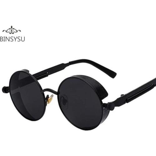 Retro Round Frame Sunglasses Brand Designer Steampunk Men Women Metal Frame Sun Glasses Fashion Vintage Sunglasses