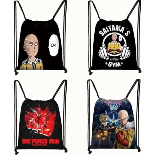 Anime One Punch Man drawstring bag women men backpack Saitama Genos travel bag teenager boys ONE PUNCH-MAN storage bag book bag