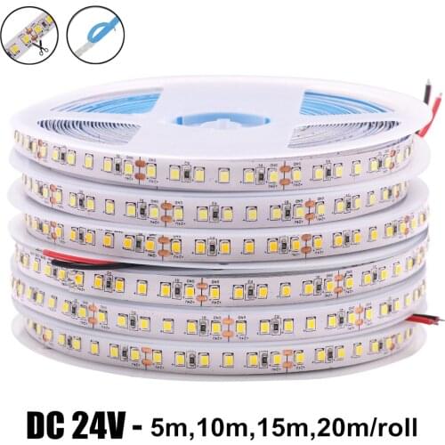 DC 24V LED Strip SMD 2835 5m 10m 15m 20m/Roll 120LEDs/m 3000K 4000K 6000K Flexible Rope Ribbon Tape Light Lamp