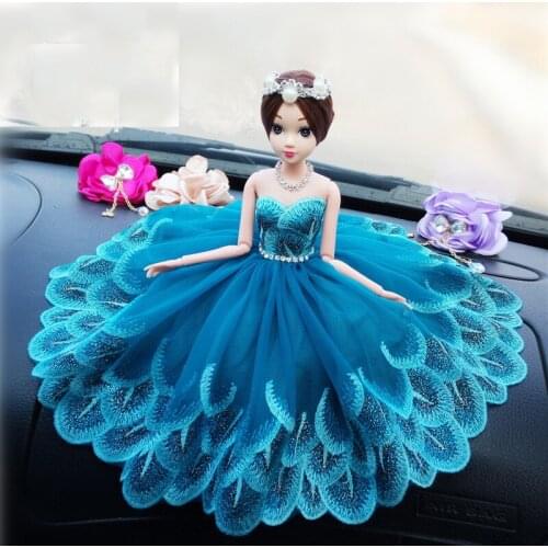 Car Blue Peacockdoll car interior decorations of high-grade Diamond Princess Wedding ornaments lady birthday gift 021703