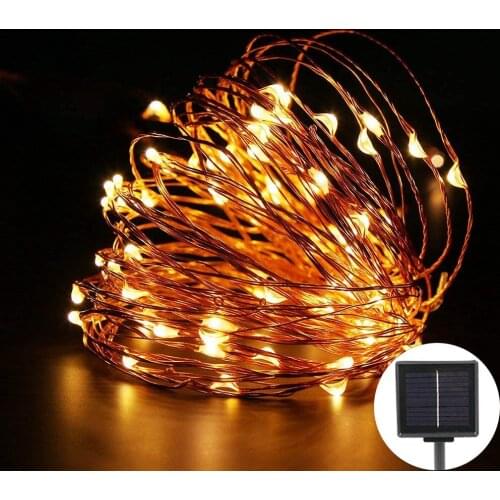 Outdoor Solar String Light 7m12m 22m 8 Mode Copper Wire Christmas New Year Holiday Wedding Banquet Party Decoration Lights
