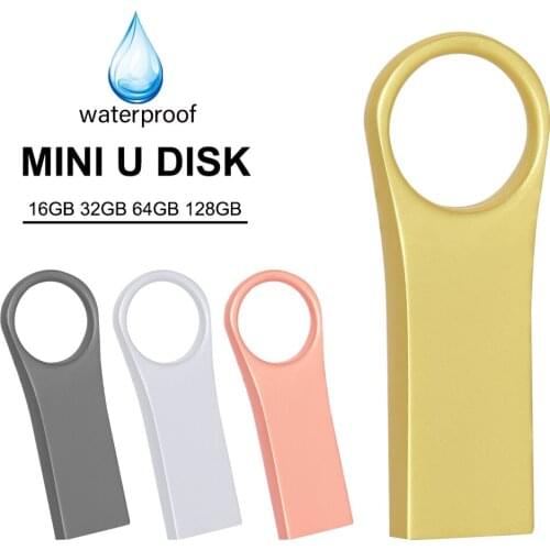 High Speed cle USB 2.0 Metal Flash Drives 16GB 32GB 64GB 128GB Pendrive Waterproof usb drive Pen Mini memory Stick with key ring