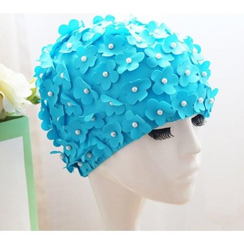 Women Bath Hat Flower Pattern Printing Bonnet Cap Elastic Sleep Cap Double Layer Ruched Head Wrap Cap