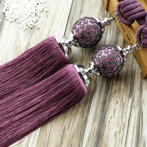 1 Pair Curtain Hanging Belts Plum Flower Ball Window Curtain Accessories Strap Tassel Tieback Buckle Bandage Bind Home Decor