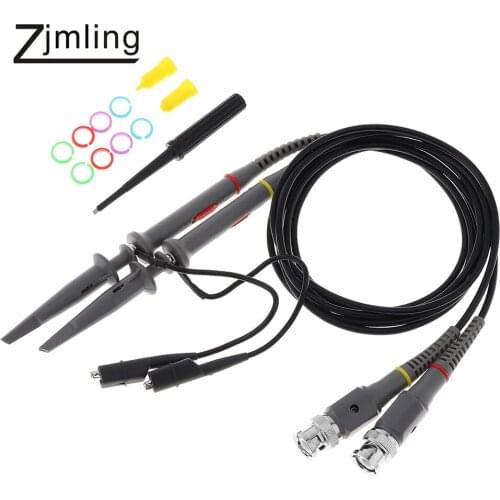 2pcs Oscilloscope Probe Kit 20MHz 200-600V Scope Clip Test Probe Cable 1X / 10X Switchable for Electronic Measuring Instruments