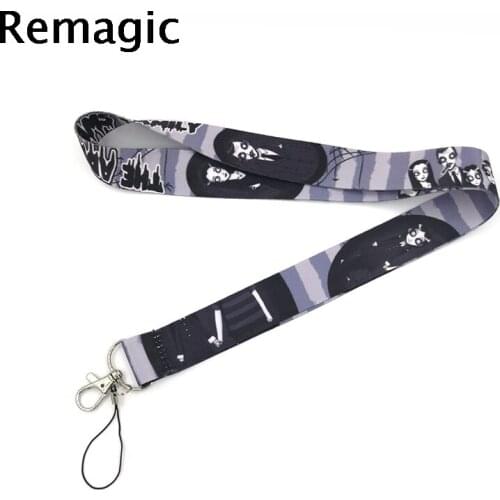 20pcs Addams famlily halloween cartoon vintage Neck keychain necklace Cartoon Strap Lanyard ID badge holder Keychain Lanyards