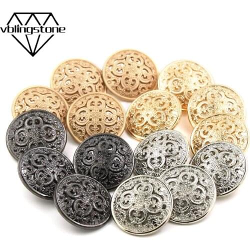 5Pcs Metal Button For Clothes Decorative Gold Buttons Round Hollow Carved Buttons Sewing Scrapbooking Crafts DIY Blazer Sweaters
