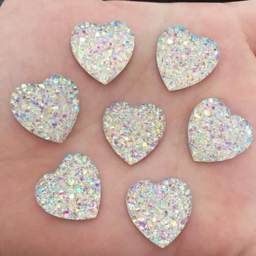 Shiny 20PCS white AB Resin 18mm ore heart Flat back Rhinestone applique DIY wedding ornaments scrapbook Craft SF647*2