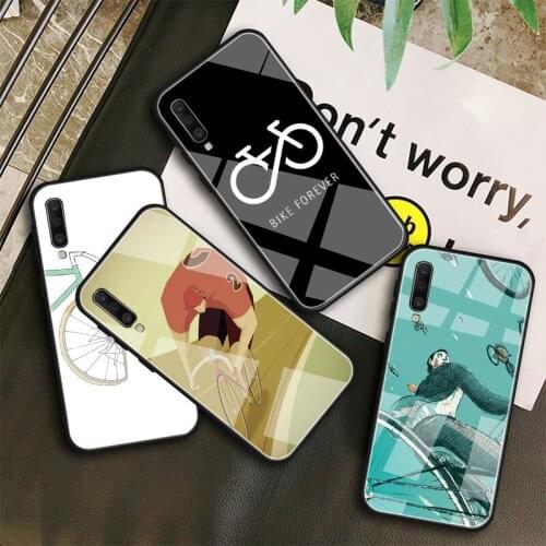 CYCLING art Tempered Glass Case For Samsung Galaxy A10S A10E A20S A20E A30S A40 A50S A60 A70 A80 A90 A6 A7 A8 Shell