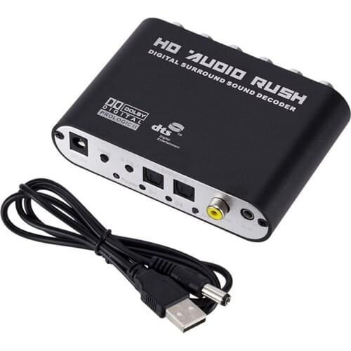 Digital 5.1 Audio Decoder Dolby Dts/Ac-3 Optical To 5.1-Channel RCA Analog Converter Sound Audio Adapter Amplifier Converter