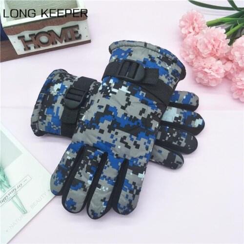 2021 Kids Gloves Winter Fleece Warm Camouflage Gloves Children Fashion Boys And Girls Thick Ski Outdoor Mittens 7-11 Years Old