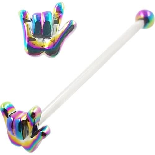 JHJT 14G 1.6mm Industrial Piercing Internal Thread 316L Surgical Steel Ear Ring Piercing Cartilage Earring Unisex Body Jewelry