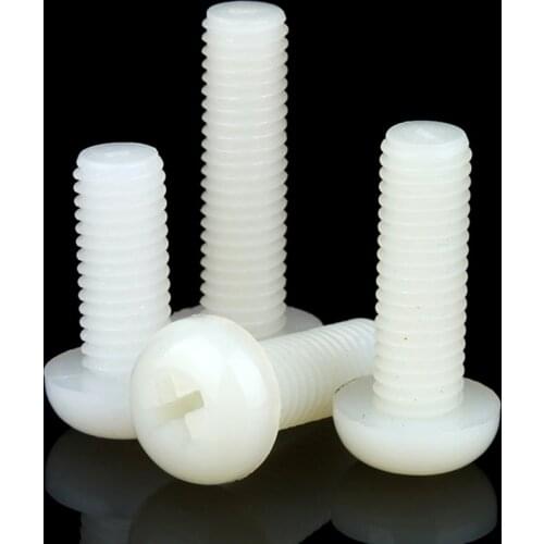M4 M5 M6 M8 White Nylon Round Pan Head Phillips Cross Screws Plastic Screws