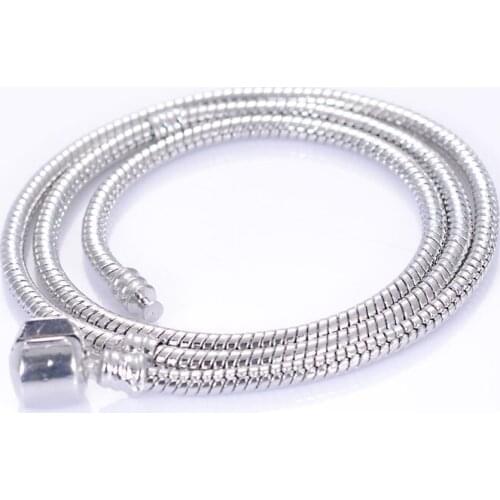Miasol 55 CM 3MM Add A Beads Brass Snake Chain Necklace For Large Hole Beads Charm Pendant Diy Jewelry Necklaces Making