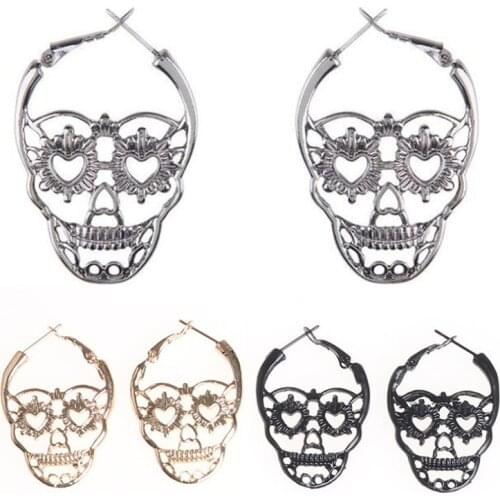 MIQIAO Sterling Silver Skull Piercing Punk Drop Earrings for Women Pendientes Mujer Fashion Jewelry Ear Accessories Boho Cuff