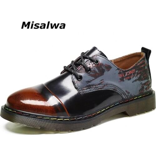 Misalwa Retro Brushed Color Men Work Shoes New Spring British Style Leather Shoes Men Trend Tooling Farmer Shoes Wear-resistant