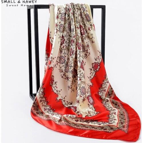 90*90CM spring and summer fashion small square scarf simulation silk scarf female printing scarf turban scarf factory wholesale