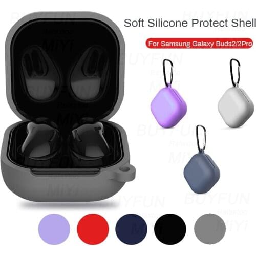 Candy Colors Soft Silicone Protective Case For Samsung Galaxy Buds2 Buds 2 Pro Wireless Headset Skin Cover With Earphone Hook