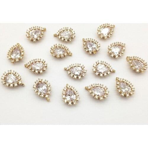 New Arrival! 14x10mm 50pcs Cubic Zirconia Drop Shape Charm for Necklace/Handmade Earring DIY Parts,Jewelry Accessories Findings