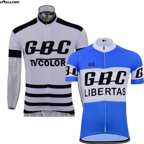 New Classical Retro White Blue Pro Team Maillot Cycling Jersey Customized Orolling Tops 2 Chooses