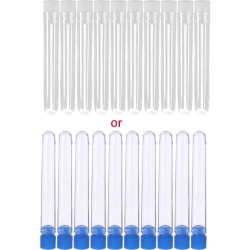 10Pcs Plastic Test Tube With Cap 12x75mm U-shaped Bottom Long Transparent Test Tube Lab Supplies