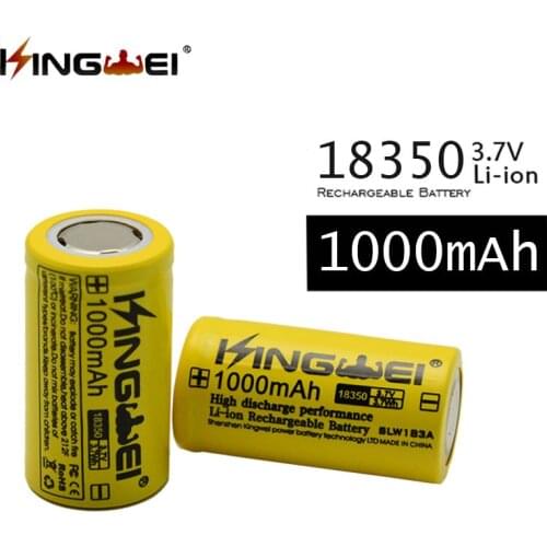RU HOT SALE New KingWei 800mAh 18350 3.7v Battery Yellow Li-ion Pointed Head RechargeableBattery For Flashlight Head Lamp