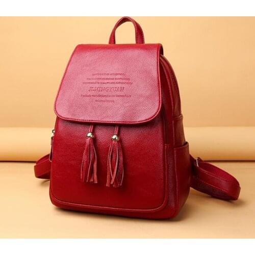 Fashion tassel Backpack Women Double Shoulder Bag Travel Backpacks Soft leather Girls Back Packs Casual Womens backpacks