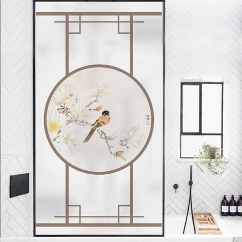 Glass sticker translucent opaque Chinese static glue-free landscape painting porch anti-peeping shading bedroom window sticker