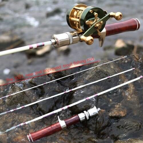 Fiberglass Trout Rod UL Super Soft And Ultra Light 1.40m Four-Section Portable Travel Stream Ejection Fishing Rod Wood Hand-mad