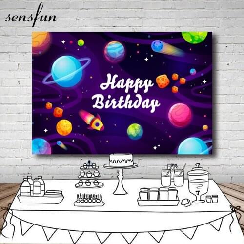 Sensfun Outer Space Backdrop For Photo Studio Happy Birthday Party Photography Backgrounds Customized 7x5FT Vinyl
