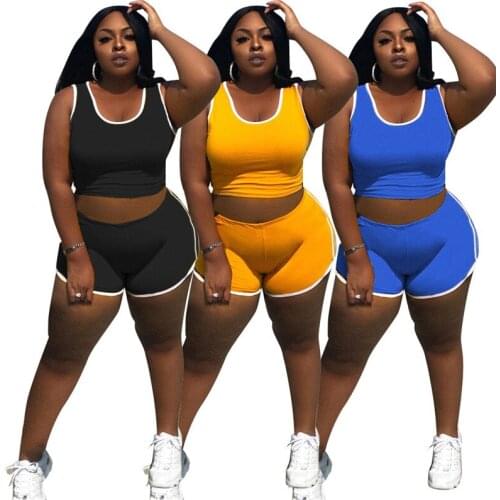 S-4xl Plus Size Two Piece Set Women Wholesale Shorts Sets Fashion Vest Short Leggings Casual Jogging Suit Tracksuit Dropshipping