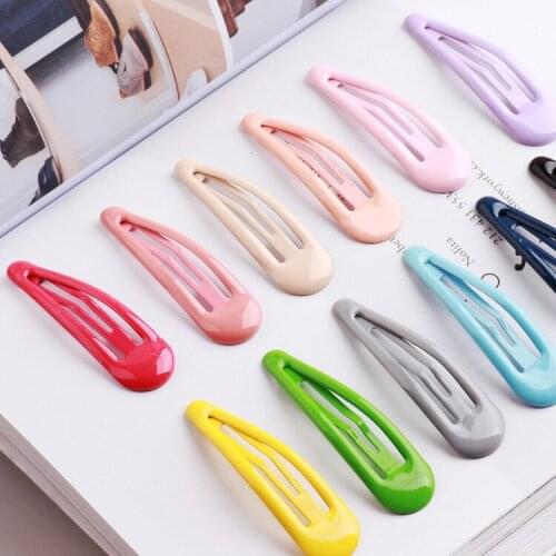 10pcs Colored Water Drop Hairpin Snap Hair Clip For Girls Children Styling Hair Accessories Women Hairpins Metal Hair Barrette