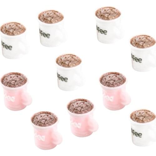 10 Pieces Mini House Resin Coffee Cup Tableware Decoration Dollhouse Miniature Layout Accessories