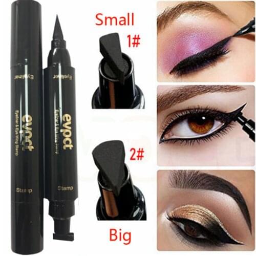 2 In1 Eyeliner Stamp Liquid Eyeliner Pencil Makeup Stamps Seal Eyeliner Double Head Waterproof Quick Dry Eyeliner Long Lasting