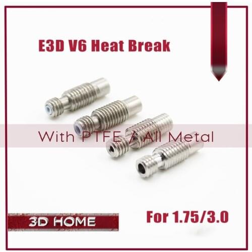 50Pcs E3D V6 Hotend Nozzle Throat With PTFE/ All Metal Pipe M6 M7 For 1.75/3.0mm Filament 3D Printer