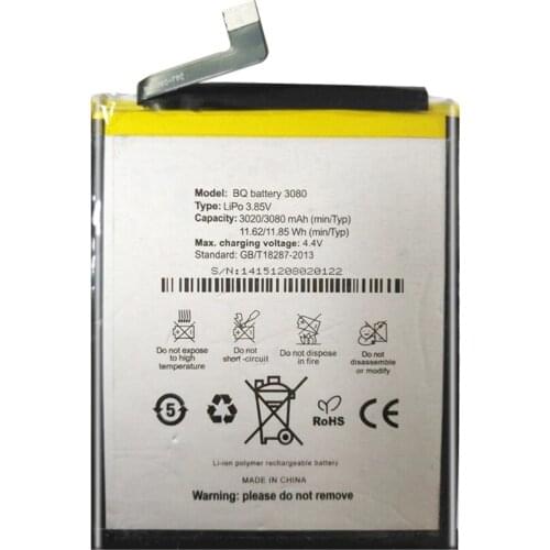 2pcs/lot BQ U PLUS 3080mAh Battery for BQ U PLUS Cell Phone