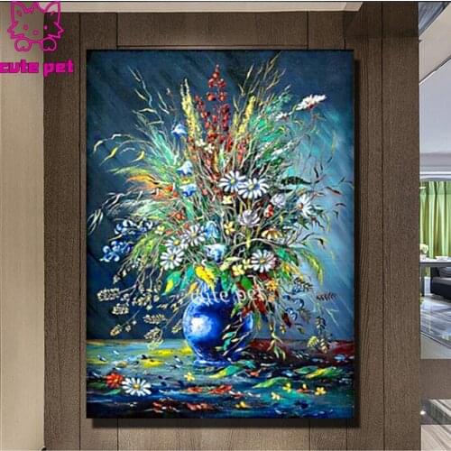 Color flowers diy 5d mosaic diamond painting Abstract still life full square round drill diamond embroidery sale mosaic painting