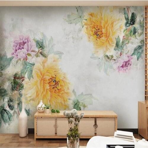 Large 3D wallpaper mural set modern hand painted oil painting peony flower background wallpaper mural