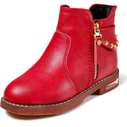 Boots Childrens Shoes Mother & Kids winter children boots PU girls fashion boots size 27-39 ankle zipper wholesale girl boots