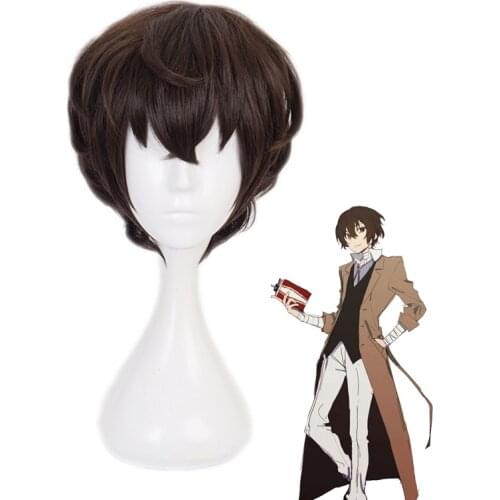 Bungo Stray Dogs Dazai Osamu Short Wig Cosplay Costume Heat Resistant Synthetic Hair Halloween Party Wigs
