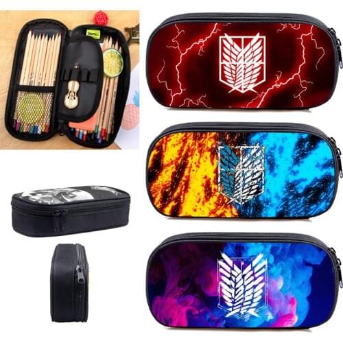3D Anime Attack on Titan Season 4 Pencil Case Make Up Box Cosmetic Case Zipper Storage Hip Hop School Supplies Beauty Case Women