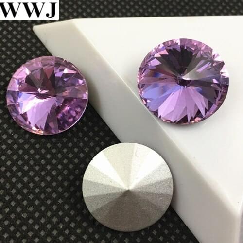 Violet color Rivoli Crystal Fancy Stone Point Back Glass Stone For Jewelry Making 6mm 8mm 10mm 12mm 14mm 16mm 18mm