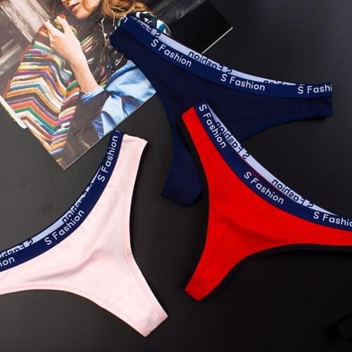 HIBUBBLE Womens Cotton G-String Thong Panties String Underwear Women Briefs Sexy Lingerie Pants Intimate Ladies Letter Low-Rise